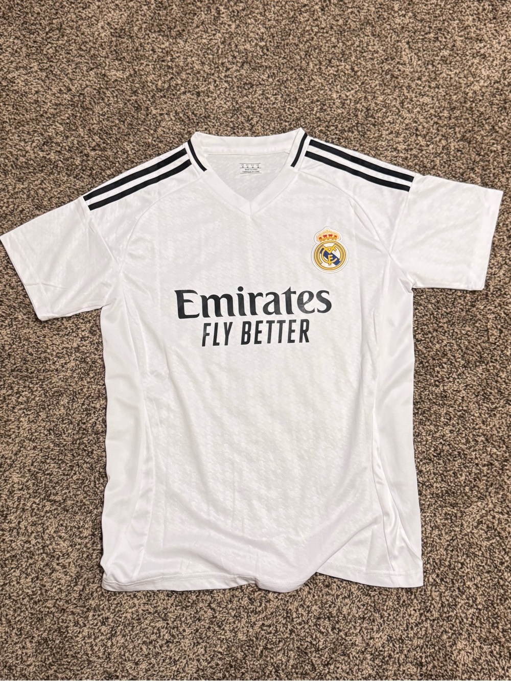 Source Unknown White Real Madrid Style Jersey with Black Accents